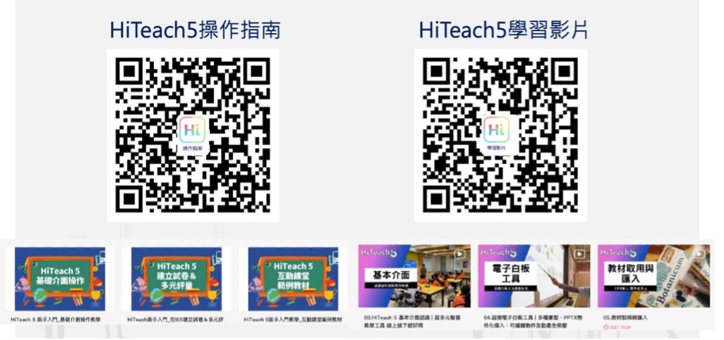 HiTeach5 操作指南與學習影片QR Code